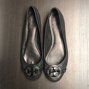 Tory Burch Black perforated leather flats